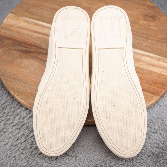 FLY London Slip On Shoes Women's 8-8.5 (39) White Leather Perforated Loafers - Picture 7 of 7